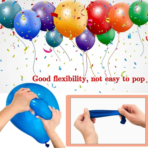 Miniatura 3 de Kit de 68 globos azules y blancos de 12 pulgadas, globos de confeti azul con azul claro, azul bebé y perla blanca con cintas para cumpleaños, bodas