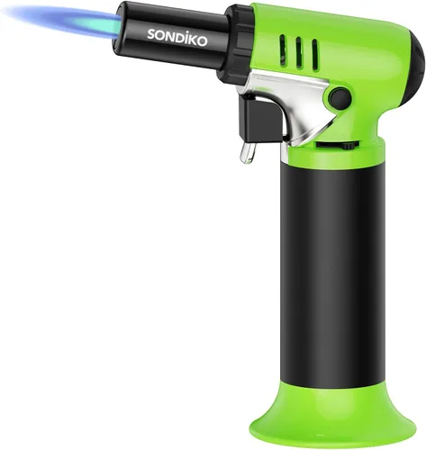 Miniatura 8 de Sondiko S907 Soplete de butano con indicador de combustible, encendedor recargable con llama ajustable para soldadura, arte de resina y uso Negro 2