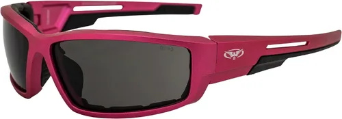 Miniatura 3 de Global Vision Sly - Gafas de sol acolchadas para mujer, montura metálica rosa con lentes ahumadas
