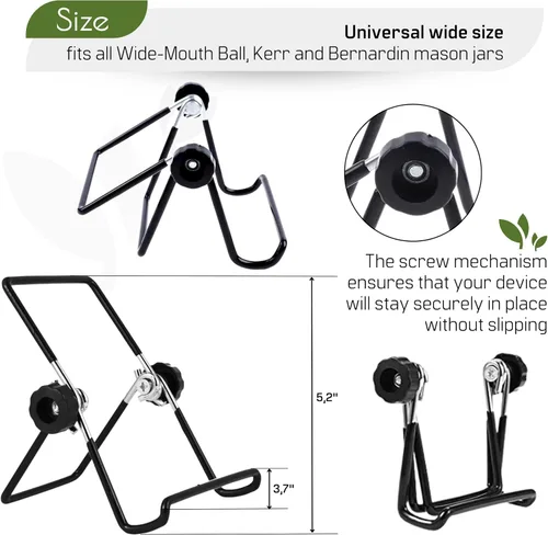 Miniatura 2 de 4 soportes de germinación para tarro Mason – Kit de germinación de 4 soportes para tarros Mason para boca ancha y regular, kit de soporte de acero
