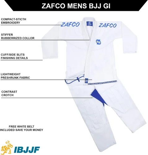 Miniatura 3 de Jiu Jitsu Gi brasileño BJJ Gi para hombres y mujeres Grappling gi Uniforme Kimonos ligero, preencogido, con cinturón blanco
