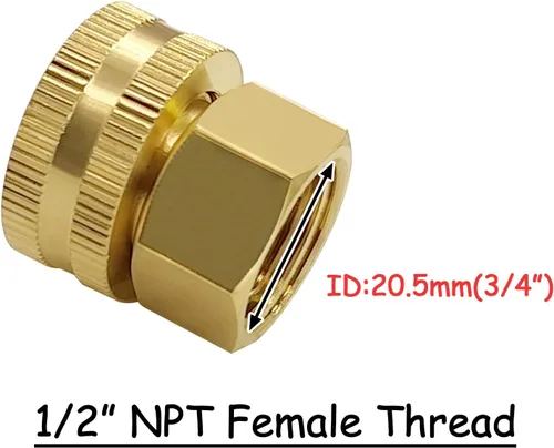 Miniatura 2 de Uenede Conector de manguera de jardín hembra de latón de 1/2 "NPT a 3/4" GHT hembra, reductor giratorio roscado reductor adaptador de conversión