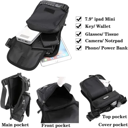Miniatura 4 de KPYWZER Bolsa de pierna para exteriores para hombres y mujeres, riñonera de cintura, motocicleta, hombro, equitación, viajes, senderismo, táctica