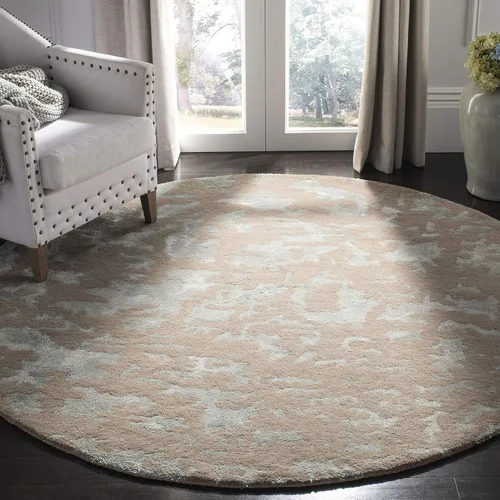 Miniatura 13 de SAFAVIEH Soho Collection SOH525B - Alfombra cuadrada de lana de primera calidad, hecha a mano, color gris topo y azul claro, 6 pies Gris pardo/azul