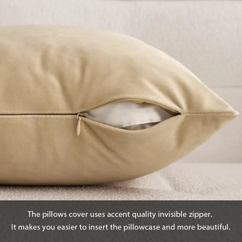 Miniatura 3 de MIULEE Funda de Almohada de Terciopelo Suave de Lujo Decorativa Funda de Cojín Decorativo Rectangular Individual para Sofá, Sillón, Dormitorio, Beige