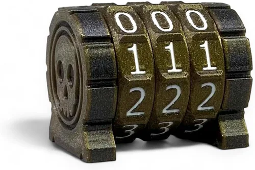 Miniatura 12 de Life Counter Health Tracker para juegos de mesa, TTRPG y juegos de cartas con símbolo de calavera, compatible con MTG, 2 ruedas azules con números