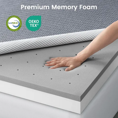 Miniatura 6 de Extra Firm Queen Mattress Topper 3 Inch with Cooling Gel & Bamboo Charcoal,Firm Queen Memory Foam Mattress Topper for Pain Pressure Relief