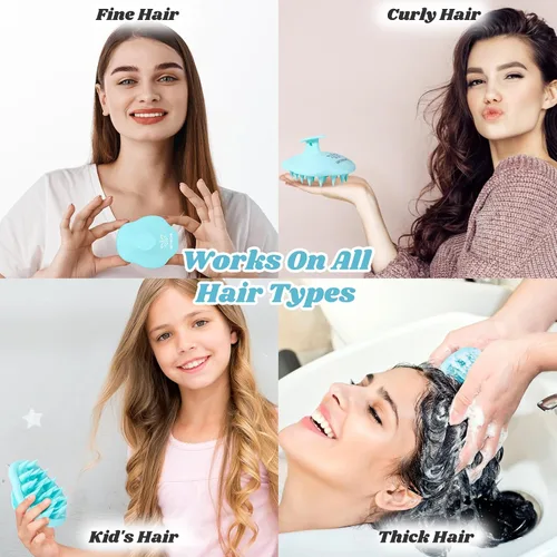 Miniatura 6 de URTHEONE Cepillo masajeador de cuero cabelludo para el crecimiento del cabello, cepillo de ducha de silicona suave para mujeres, hombres y niños