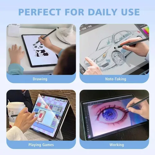 Miniatura 6 de Stylus Negro 6 Piezas, Lápiz Stylus de Metal 2 en 1 para Pantalla Táctil, Puntas de Goma de Alta Precisión y Sensibilidad, Compatible con iPhone