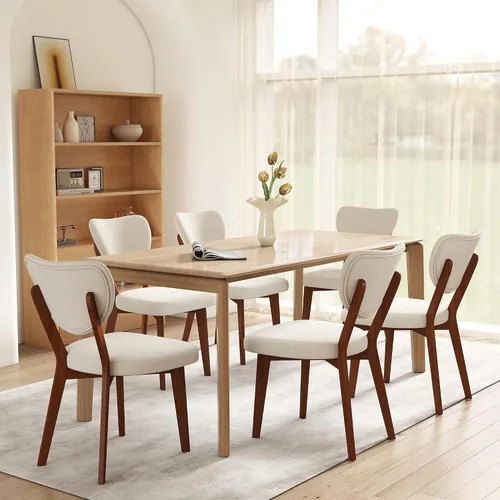 Miniatura 7 de Juego de 2 sillas de comedor de madera, silla de comedor tapizada de tela moderna, sillas de cocina, silla de cena de granja para cocina y comedor