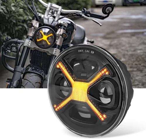 X Style - Faro LED de proyección redondo para motocicletas de 5-3/4 pulgadas, 5.75 pulgadas, compatible con Dyna Street Bob Super Wide Glide