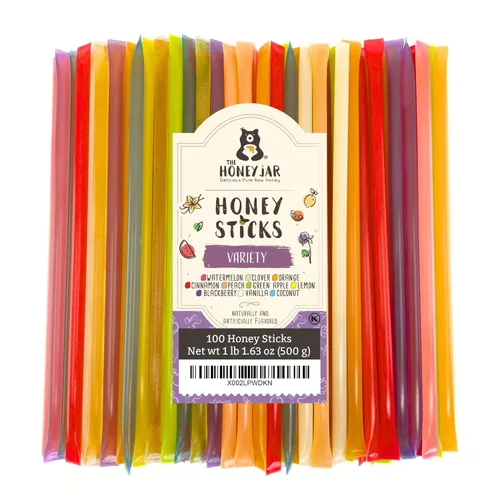 Miniatura 27 de The Honey Jar Palitos de miel lisos, pajitas de miel pura para el té, café o un placer saludable, una cucharadita de miel saborizada por barra