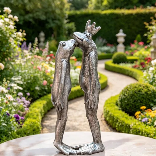 Miniatura 8 de Estatua de jardín de ranas para parejas, decoración de ranas, estatua de jardín de 8.5 x 11 x 6.5 pulgadas