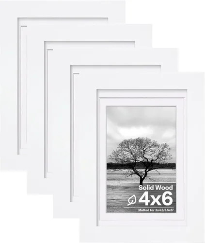 Miniatura 35 de Egofine - Juego de 4 portarretratos 8 x 10 pulgadas de madera maciza y cubierta de plexiglás de 4 x 6/5 x 7 pulgadas con paspartú u 8 x 10 pulgadas
