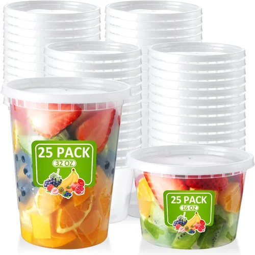 Miniatura 11 de NEEBAKE Juego de 60 contenedores de delicatessen con tapas: [8 onzas 16 onzas] Paquete combo de recipientes de almacenamiento de alimentos, Paquete
