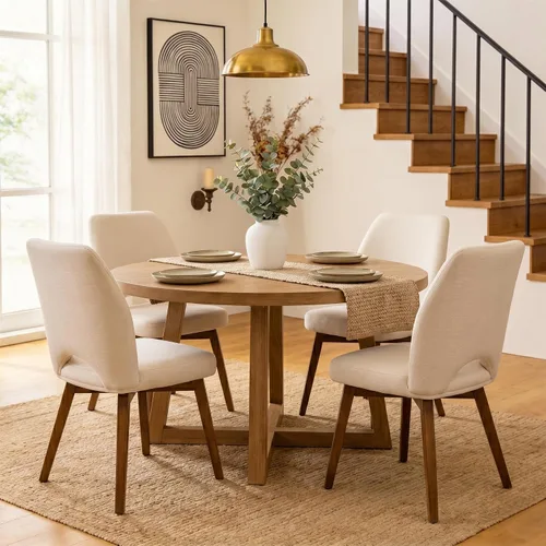 Miniatura 10 de Juego de 2 Sillas de Comedor – Sillas de Cocina Modernas Tapizadas (Sillas de Comedor) con Respaldo Alto Recortado Único y Patas de Madera, Silla
