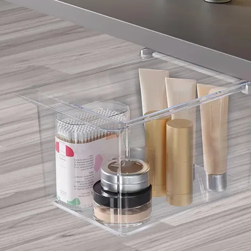 Miniatura 7 de Organizador de cajones para debajo del escritorio, caja de almacenamiento extraíble transparente a prueba de polvo con diseño de dibujos animados
