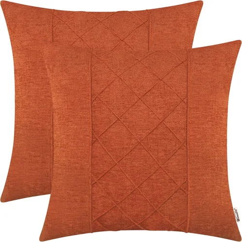 Miniatura 24 de BRAWARM Fundas de almohada 40x40 cm - Paquete de 2 fundas de almohada de chenilla negra, fundas de almohada de chenilla suave teñida sólida