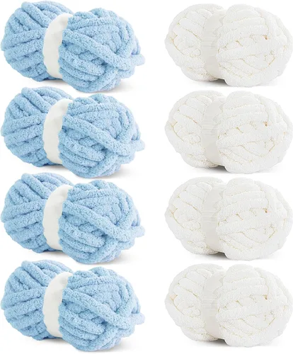 Miniatura 32 de HOMBYS Hilo de felpilla gruesa para tejer a mano, hilo gigante súper voluminoso para tejer a mano, hilo de felpa suave de 3/4 pulgadas de grosor 4