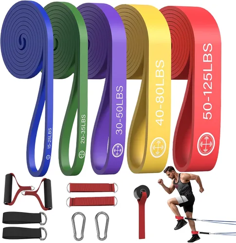 Miniatura 6 de Bandas de ejercicio, juego de 6 bandas de resistencia para entrenar, juego de bandas de dominadas, equipo de entrenamiento en casa, guía