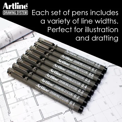 Miniatura 5 de Artline 230 bolígrafos con sistema de dibujo, bolígrafos de dibujo técnicos para dibujar, ilustrar y más, 0.004 in, 0.008 in, 0.012 in, 0.016 in