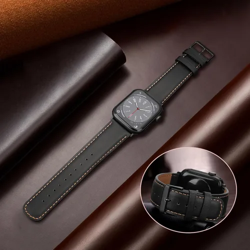 Miniatura 3 de HITZEE Correas de cuero compatibles con Apple Watch Band de 1.654 in, 1.614 in, 1.575 in, 1.496 in, para mujeres y hombres, correa de cuero genuino