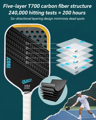 Miniatura 4 de Paleta de pickleball - Pala de pickleball de fibra de carbono - Pala de rendimiento 100% con núcleo de espuma