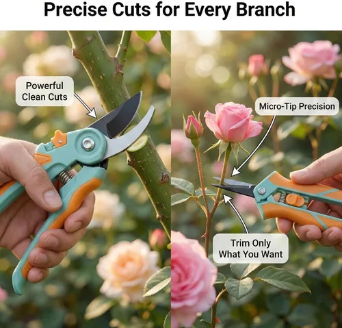 Miniatura 3 de NEXON Tijeras de Podar de Jardín Paquete de 2, Podadora Manual de Derivación de 8" y Tijeras de Jardín de Precisión de 6.25", Cortadores de Jardín