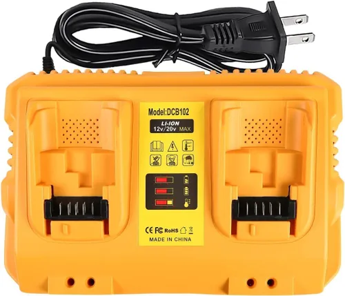 TeenPower Cargador de Batería 12/20V Max Reemplazo para Dewalt DCB102 Compatible con Batería de Litio 12V 20V Max DCB124 DCB203 DCB204 DCB606, Carga