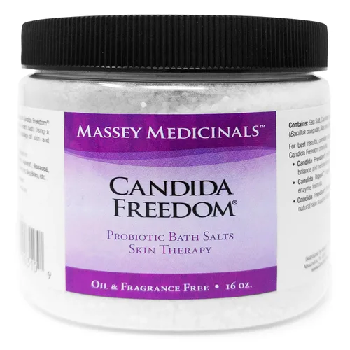 Massey Medicinals CF Sea Salt Bath Soak: Pure Ocean Luxury para relajantes baños probióticos | Candida Freedom | Aloe Vera | Ácido alfa lipoico |