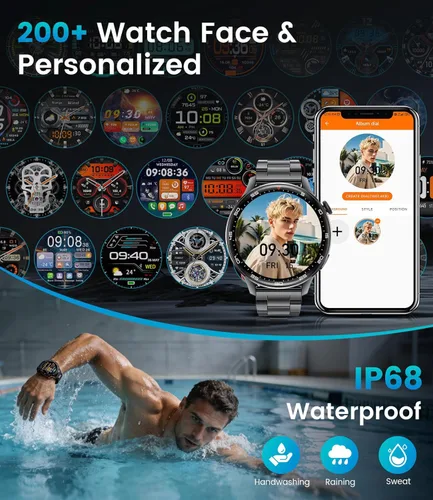 Miniatura 8 de Reloj inteligente de pantalla HD grande de 1.7 pulgadas para hombres con llamada Bluetooth, más de 100 modos deportivos, 800 mAh, IP68 impermeable