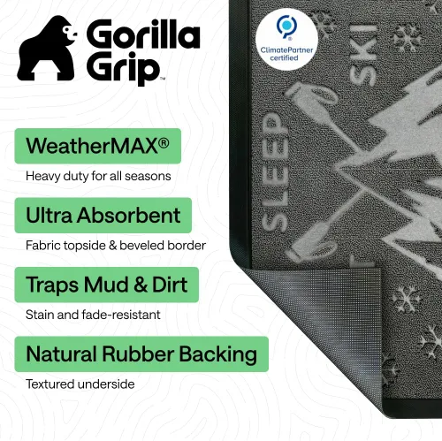 Miniatura 2 de Gorilla Grip - Tapete WeatherMax todoterreno 100% impermeable, caucho natural, resistente a manchas y decoloración, perfil bajo, interior y Grafito
