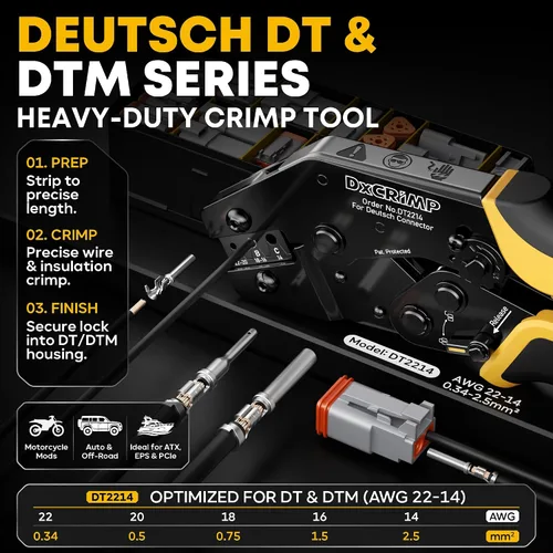 Miniatura 3 de Kit de herramienta de crimpado de conectores DxCRIMP Deutsch DT Series, conectores eléctricos impermeables para automóviles de 2/3/4/6 pines