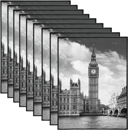 Miniatura 12 de GOmaize - Marco de fotos negro de carga frontal de 10 x 15 cm, juego de 10, para montaje en pared o mesa