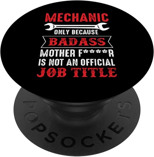 Vintage Badass Mecánico Repairman Handyman Funny PopSockets Agarre y soporte para teléfonos y tabletas, Negro