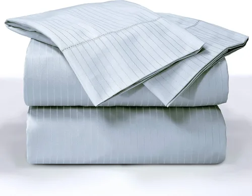 Miniatura 5 de Blue Ridge Home Fashions Juego de sábanas de algodón transpirable de 1000 hilos, tamaño California King, paja-4 piezas a rayas Paja-4pc-rayas