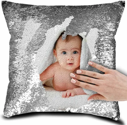 Miniatura 11 de Funda de almohada mágica reversible personalizada, diseño de fotos de lentejuelas, impresión de un solo lado, funda de almohada para fotos