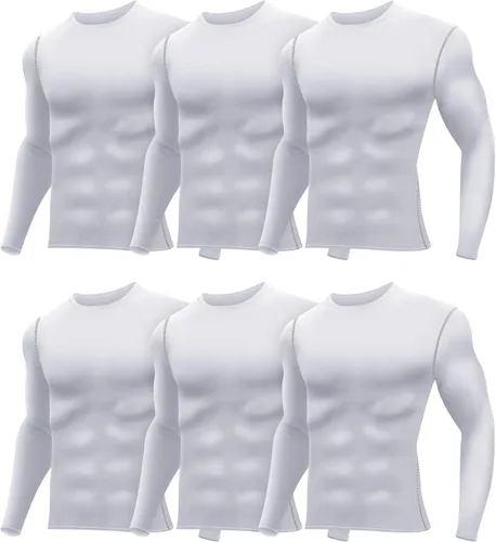 Hicarer Paquete de 6 camisas de compresión atléticas para hombre, camisetas de manga larga para correr, para entrenamiento deportivo