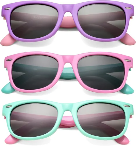 Miniatura 34 de Lentes de sol polarizados para niños y niñas, marco flexible irrompible TPEE con protección UV400 de 3 a 8 años
