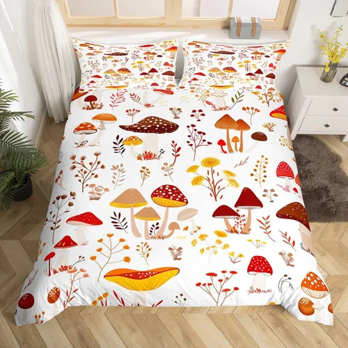 Miniatura 43 de Funda de edredón de hongos salvajes, acuarela, decoración de plantas naturales para exteriores, juegos de ropa de cama para niños, adolescentes
