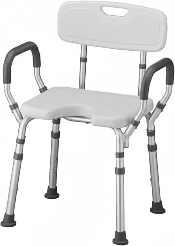 NOVA Productos Médicos - Silla de ducha y baño con espaldar y posabrazos, diseño higiénico, color blanco, 1 unidad
