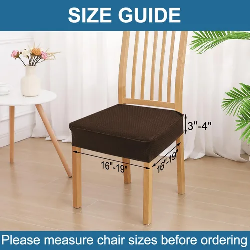 Miniatura 2 de smiry Fundas de asiento impermeables para sillas de comedor, juego de 4, fundas elásticas de jacquard extraíbles y lavables, sin fundas traseras