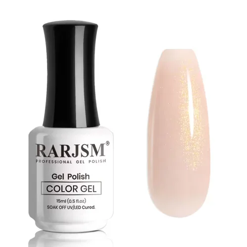 Miniatura 16 de RARJSM Esmalte de Uñas en Gel Rosa con Purpurina Nude, Rosa Brillante con Pigmento Dorado Brillante, Esmalte de Uñas en Gel Gelatinoso Transparente