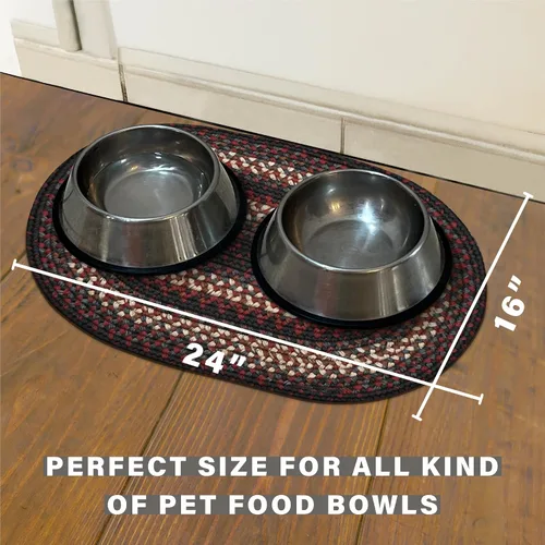 Miniatura 2 de Homespice Montgomery - Tapete ovalado para tazón de gato y perro, 16 x 24 pulgadas, lavable a máquina y resistente a las manchas
