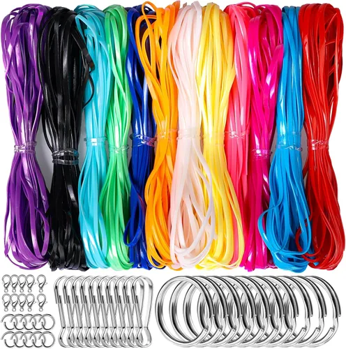 Fandamei Kit de Cordón, Cordón de Encaje de Plástico de 12 Colores, Color Brillante Lustroso, Cordón para Manualidades, Pulseras y Kit de Tejido