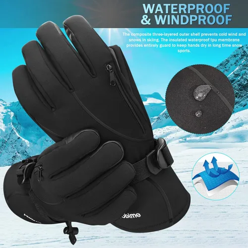Miniatura 4 de Guantes de esquí de invierno impermeables y resistentes al viento para snowboard y nieve, pantalla táctil cálida, clima frío, para niños, hombres