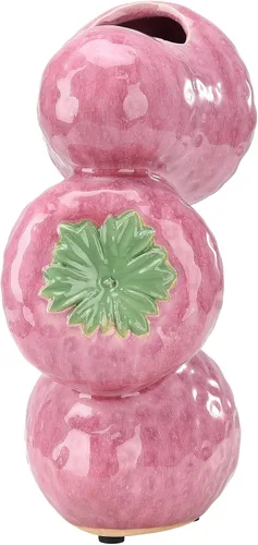 Miniatura 8 de Firlar Florero de cerámica con diseño de fresas para flores, decorativo, moderno, rosa, redondo, 4 x 3 x 8 pulgadas, boda, Navidad, regalo del día