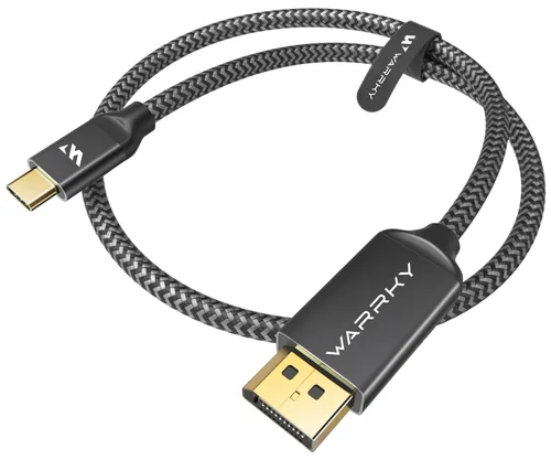 Warrky Cable USB C a DisplayPort para oficina y juegos (8K 60Hz, 4K 240/144Hz), cable de aluminio tipo C a puerto de pantalla (DP) [compatible con