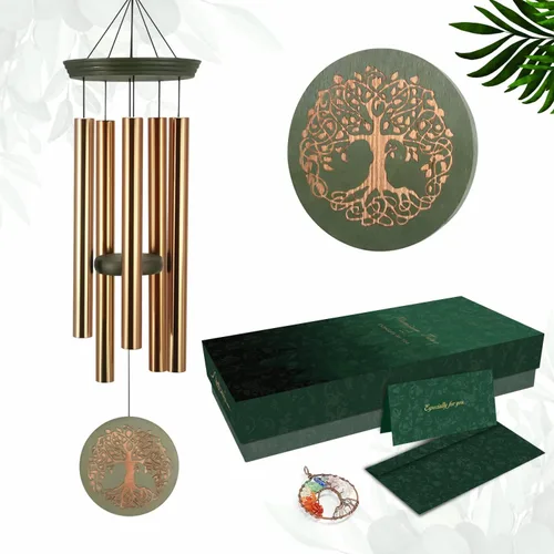 Miniatura 11 de Campanillas de viento para exteriores, campanillas de viento al aire libre para madre y abuela - Gran decoración colgante de jardín con grabado