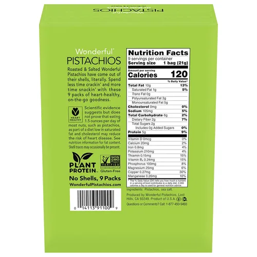 Miniatura 3 de Wonderful Pistachios Sin conchas nueces tostadas y saladas, 0.75 onzas (paquete de 9)